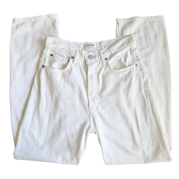AGOLDE White 90's Denim Pants Ivory Size 27 Minimalist Quiet Luxery Relaxed Fit - Picture 4 of 14